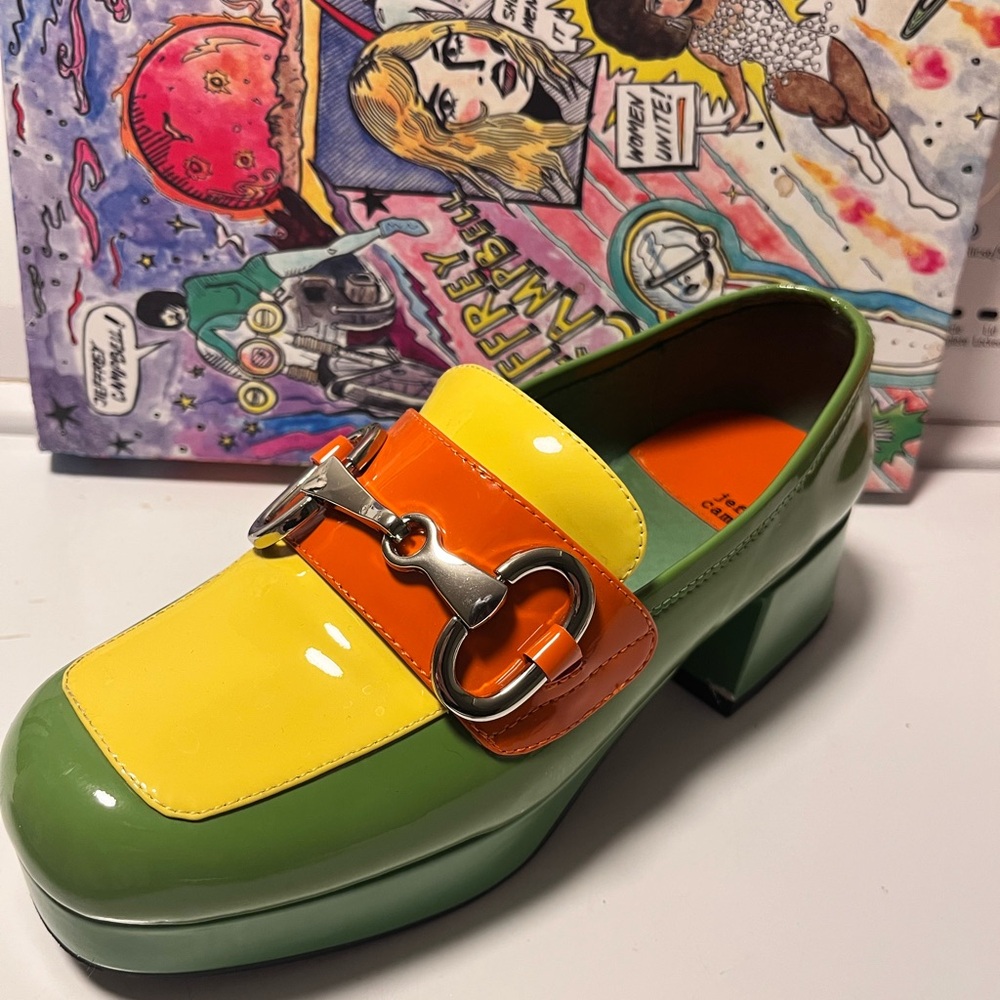 Jeffrey Campbell Green Yellow Orange Loafers - Picture 3 of 3